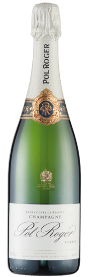 Pol Roger Brut Réserve, Pinot Noir, Pinot Meunier, Chardonnay, Falstaff: 92, Wine Spectator: 91